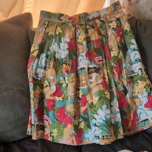Grace Karin Pink and Green A-Line Pleated Knee-Length Skirt